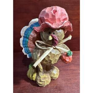 Turkey Figurine Thanksgiving Autumn Harvest Chef Old Time Pottery Resin Figure